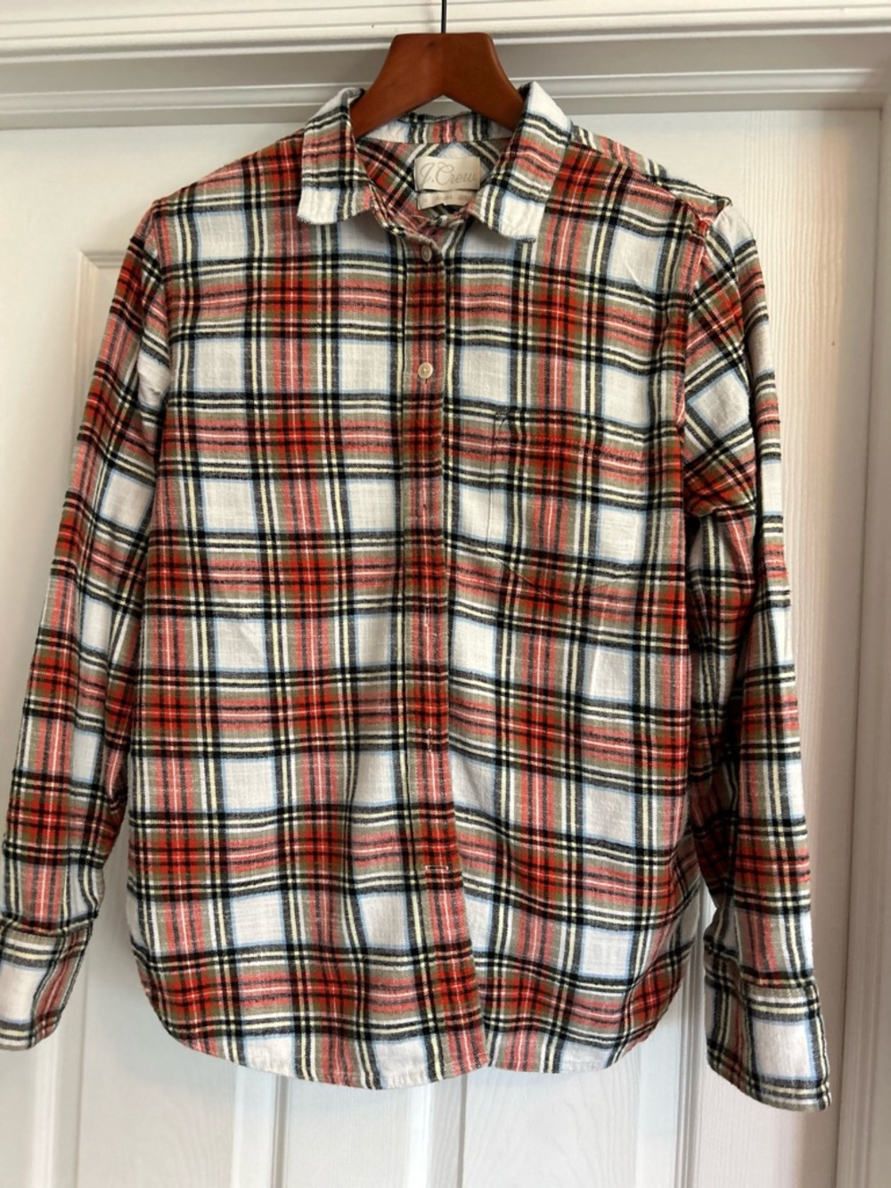 J. Crew Red and White Plaid Button-Down Shirt